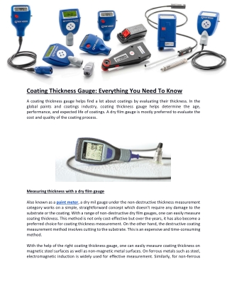 Coating Thickness Gauge: Everything You Need To Know