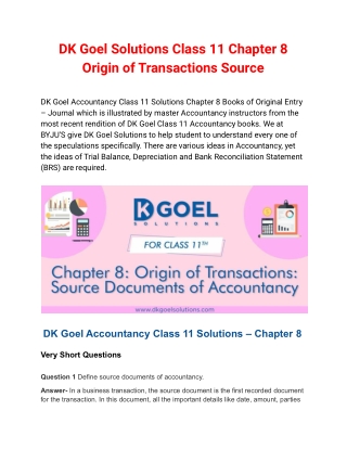 DK Goel Solutions Class 11 Chapter 8 as per latest DK Goel Book
