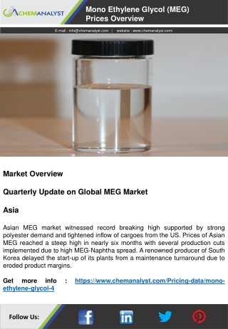 Mono Ethylene Glycol Prices, Price, Pricing, News | ChemAnalyst