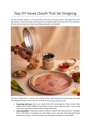 Easy DIY Karwa Chauth Thali Set Designing