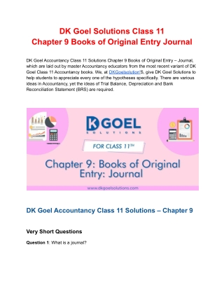 DK Goel Solutions Class 11 Chapter 9 Books of Original Entry Journal