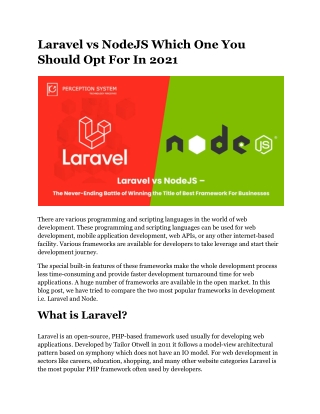 Laravel vs NodeJS Which One You Should Opt For In 2021
