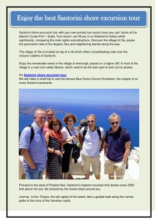 Enjoy the best Santorini shore excursion tour
