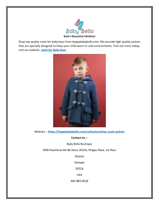 Coats for Baby Boys | Happybabybella.com