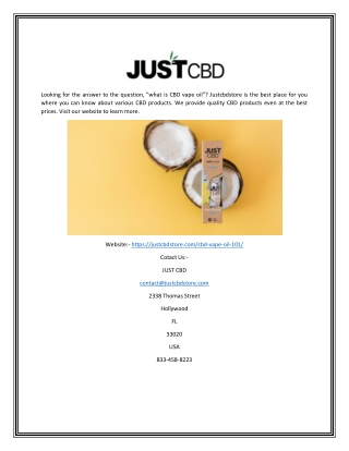 What Is Cbd Vape Oil? | Justcbdstore.com