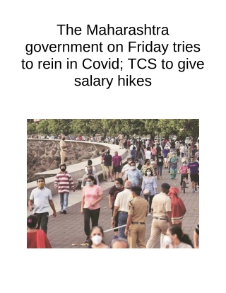 The Maharashtra Government on Friday Tries to Rein in Covid; TCS to Give Salary Hikes