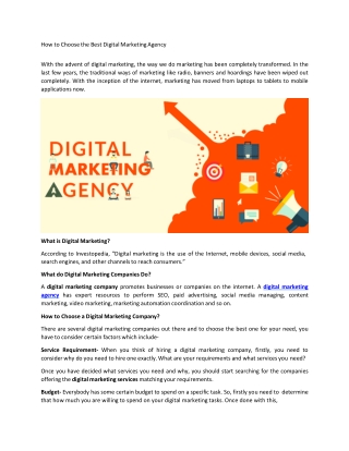 How to Choose the Best Digital Marketing Agency