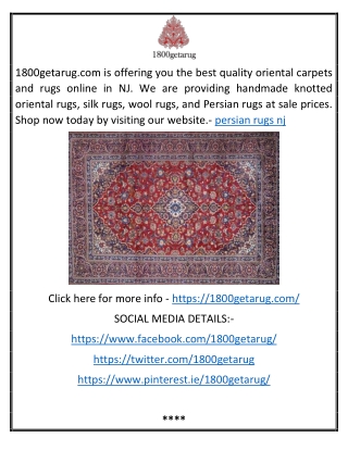 Persian Rugs NJ | 1800getarug.com