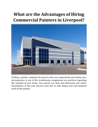 What are the Advantages of Hiring Commercial Painters in Liverpool?