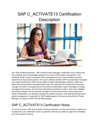 SAP C_ACTIVATE13 Certification Description