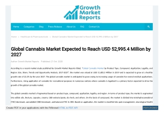 Cannabis Market – Global Industry Analysis, Size, Share, Growth, Trends and Forecast