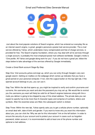 EmailandPreferredSitesGenerateManual