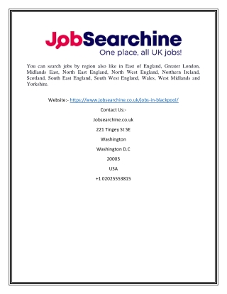 Jobs in Blackpool | Jobsearchine.co.uk