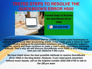 What is quickbooks error h505 and how tackle