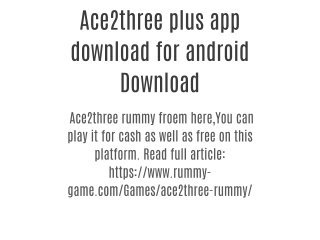 Ace2three plus app download for android Download