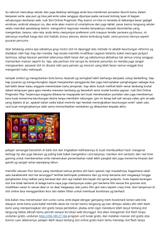 Metode Judi Slot Online Pragmatic Play Bet Kecil Bagaimanakah Aturan Meraih Uang Bersama Rasional?