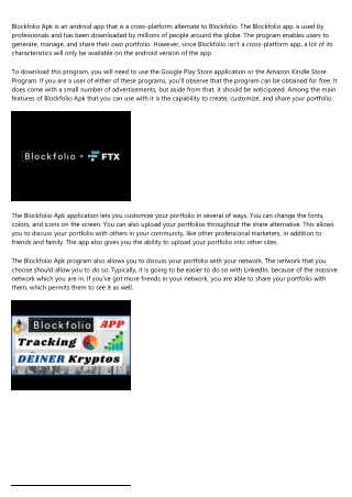 What You Can Expect In The Blockfolio Apk Program