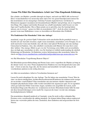 Wie Führt Ein Monokulares Arbeit Aus? Eine Umfassende Erklärung
