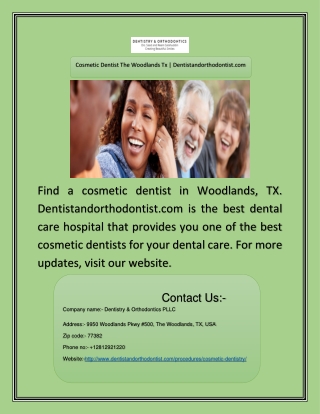 Cosmetic Dentist The Woodlands Tx | Dentistandorthodontist.com