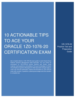 [PDF] 10 Actionable Tips to Ace Your Oracle 1Z0-1076-20 Certification Exam