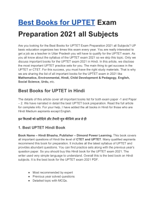 Best Books for UPTET Exam Preparation 2021 all Subjects