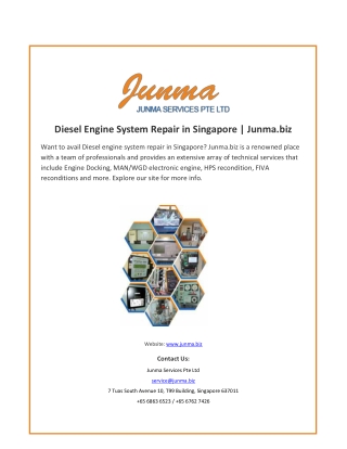 Diesel Engine System Repair in Singapore | Junma.biz
