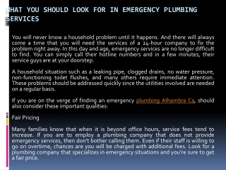 What You Should Look For In Emergency Plumbing Services