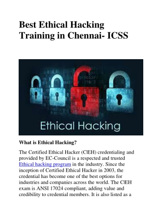 Best Ethical Hacking Training in Chennai- ICSS