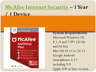 McAfee Internet Security – 1 Year / 1 Device