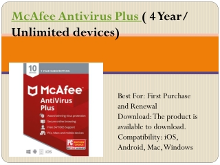 McAfee Antivirus Plus ( 4 Year/ Unlimited devices)