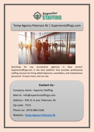 Temp Agency Paterson NJ | Superiorstaffings.com