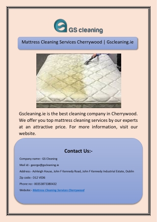 Mattress Cleaning Services Cherrywood | Gscleaning.ie