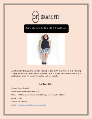 Petite Womens Clothing USA | Drapefit.com