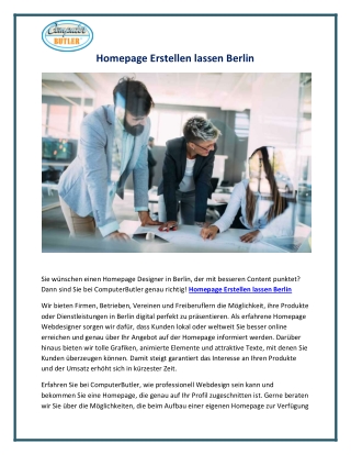 Homepage Erstellen lassen Berlin