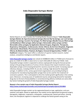 India Disposable Syringes Market
