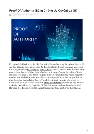 Proof Of Authority (Bằng Chứng Ủy Quyền) Là Gì?