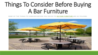 Things to Consider before Buying A bar Furniture