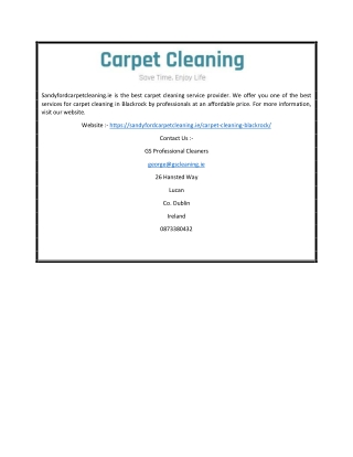 Carpet Cleaning In Blackrock | Sandyfordcarpetcleaning.ie