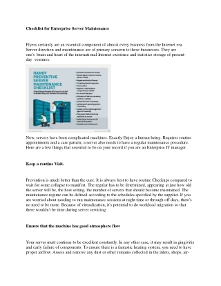 Checklist for Enterprise Server Maintenance
