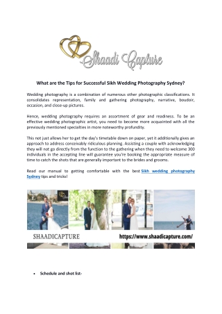 What are the Tips for Successful Sikh Wedding Photography Sydney?