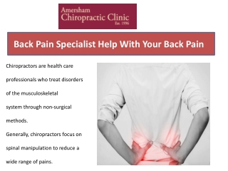 Professional Chiropractor For Back Pain | Amersham Chiropractic
