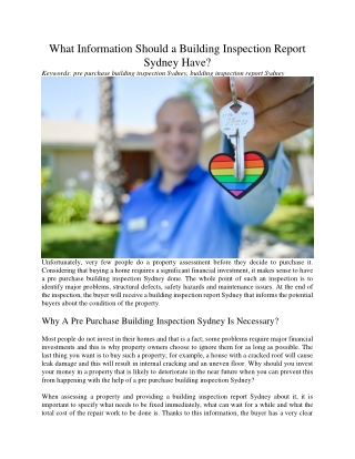 What Information Should a Building Inspection Report Sydney Have?