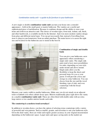 Combination vanity unit – a guide to fix furniture in your bathroom
