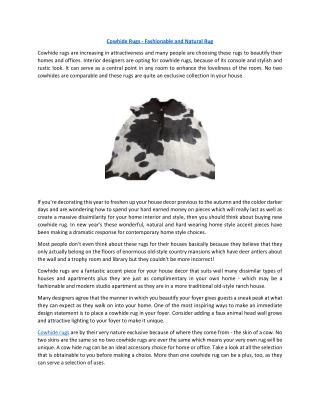 Cowhide Rugs - Fashionable and Natural Rug