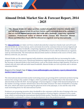 Almond Drink Market Share, Size, Trends and Forecast 2025