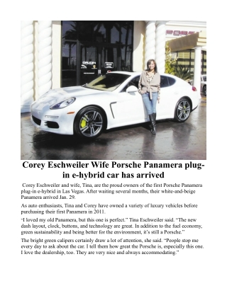 Corey Eschweiler Wife and Porche Panamera