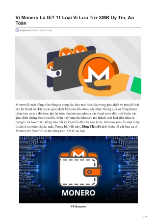 Ví Monero Là Gì? 11 Loại Ví Lưu Trữ XMR Uy Tín, An Toàn