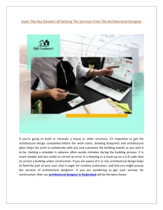Learn The Key Element Of Getting The Services From The Architectural Designer
