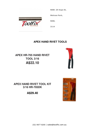 APEX HAND RIVET TOOLS