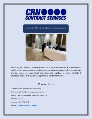 Commercial Office Cleaning | Crncontractservices.co.uk